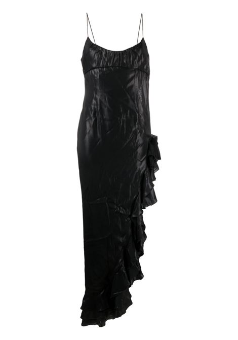 Abito midi asimmetrico con ruches in nero - donna ALESSANDRA RICH | FAB3491F4057900